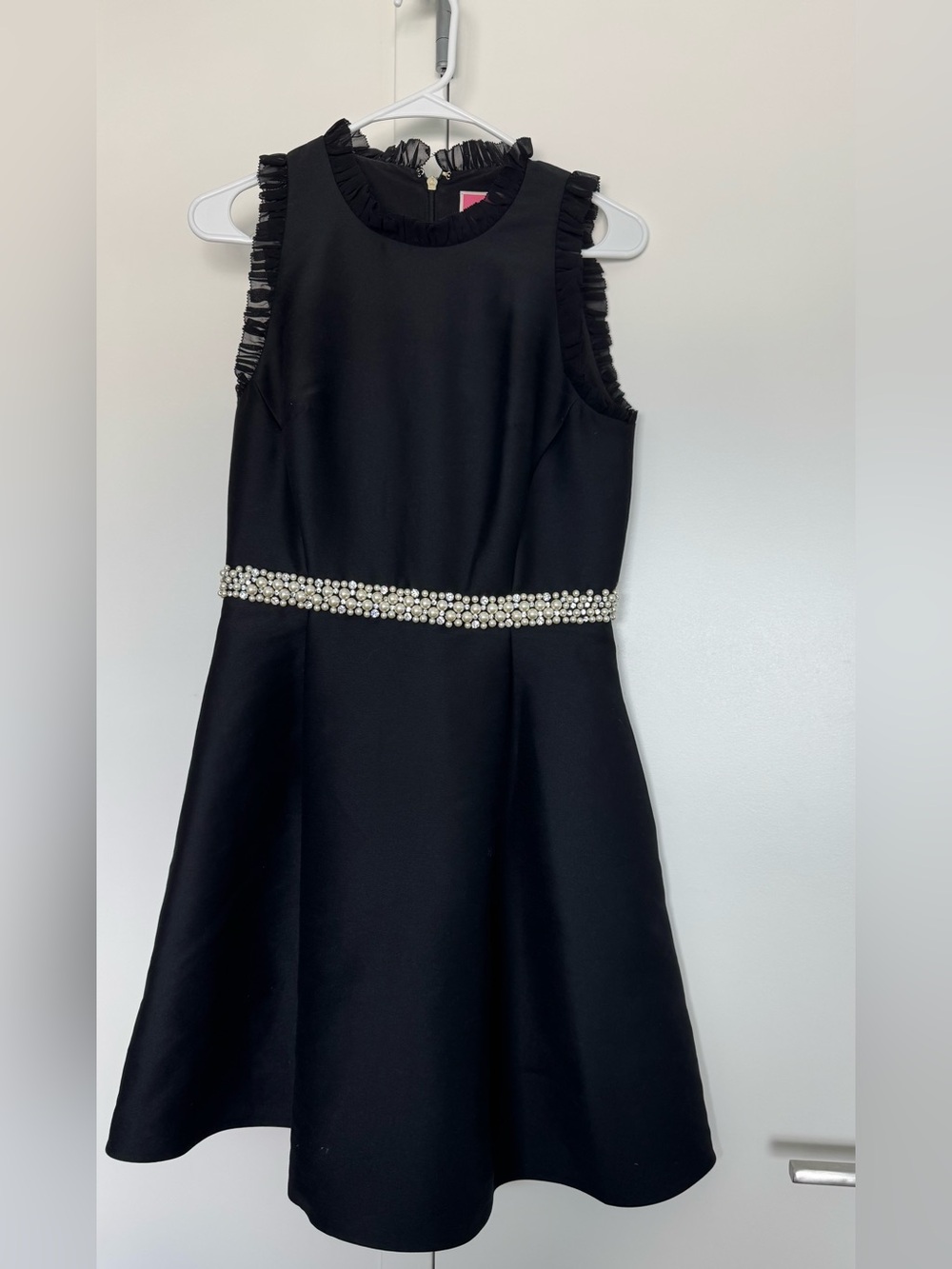 Kate Spade Black Pearl-Trim Sleeveless Dress